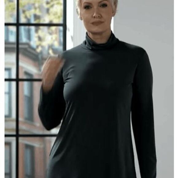 Susan Graver Womens 3X Modern Essentials Liquid Knit Turtleneck Black Hi Low NWT - Picture 4 of 7